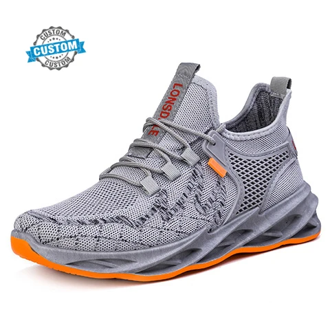 customize grey flying knit durable lightweight breathable blade white sneakers for man free shipping man boots sport shoes