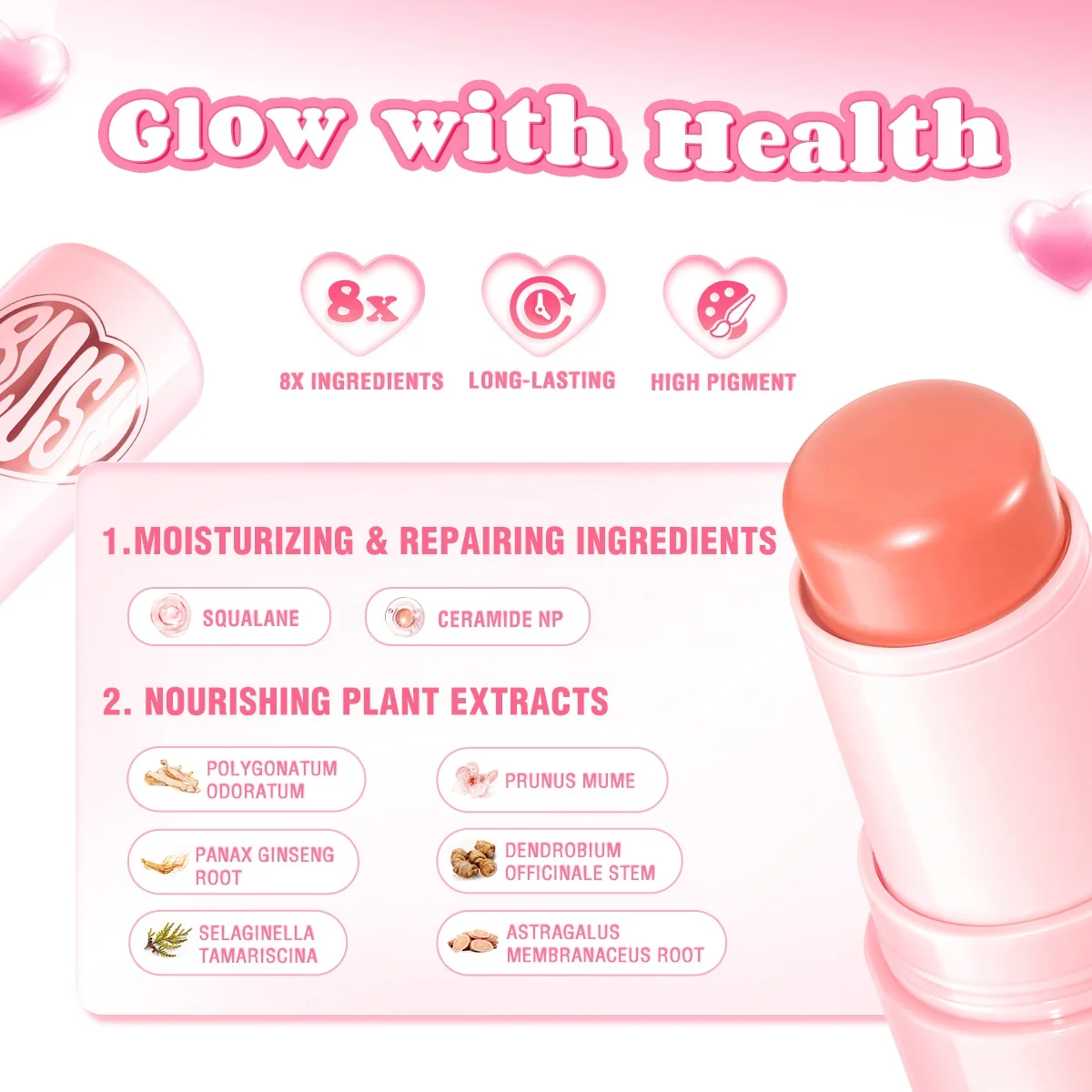 PINKFLASH PF-F16 Wholesale Jelly Blush Stick Face Blush Balm Watery Blush Stick