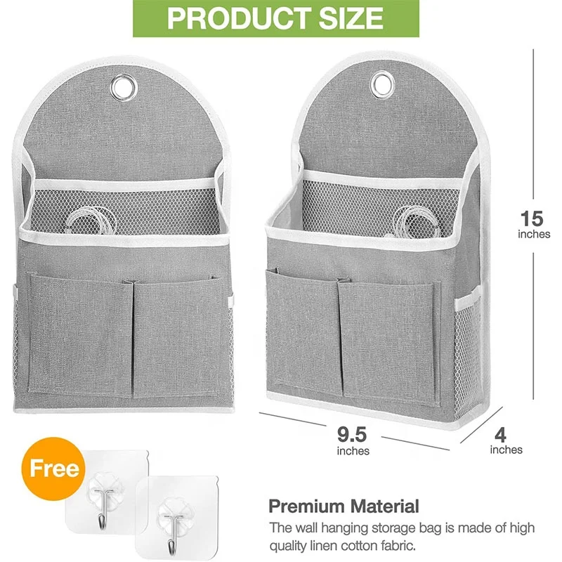 Fabric Storage Bag Basket Caddy Waterproof Over the Door Pouch Closet Shelves with Hook Wall Hanging Organizer Bag with Pockets