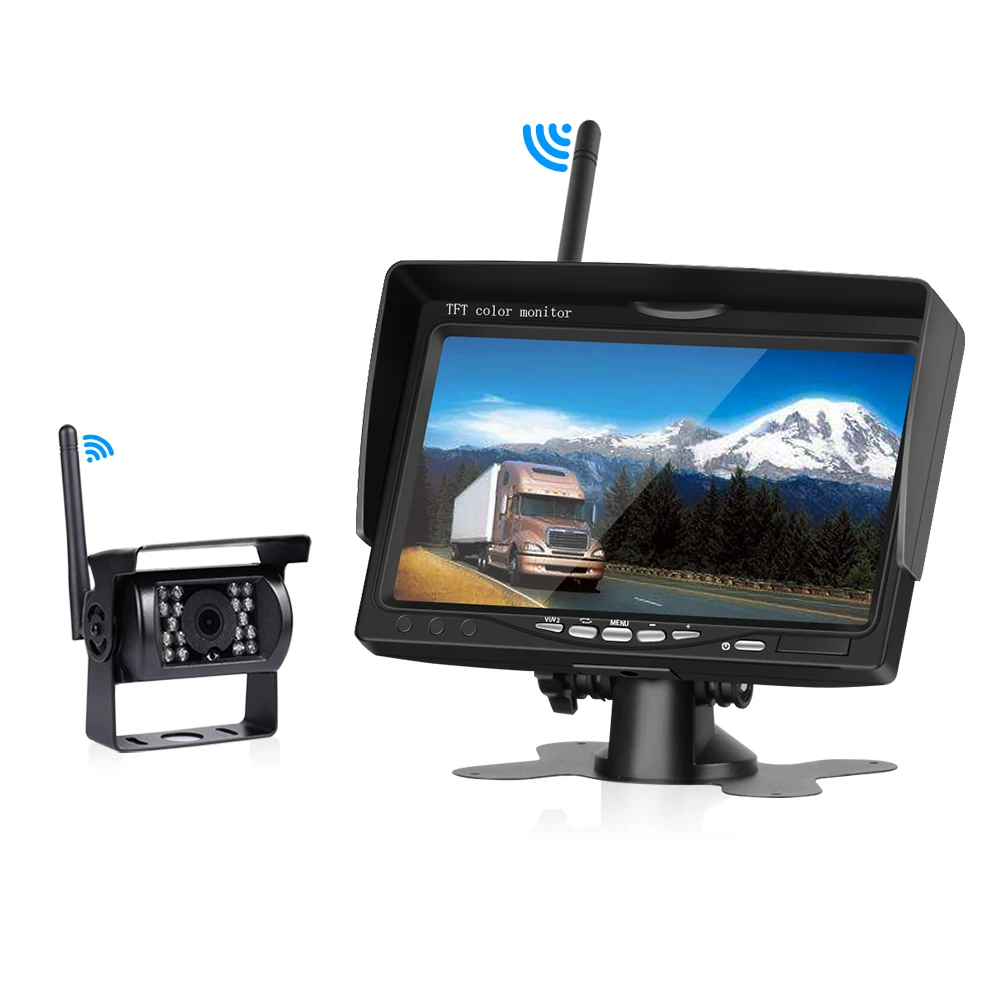 12-24V 7 inch Wireless Car Monitor Parking Backup Camera System TFT LCD Screen IR Night Vision Wifi Rear View Camera