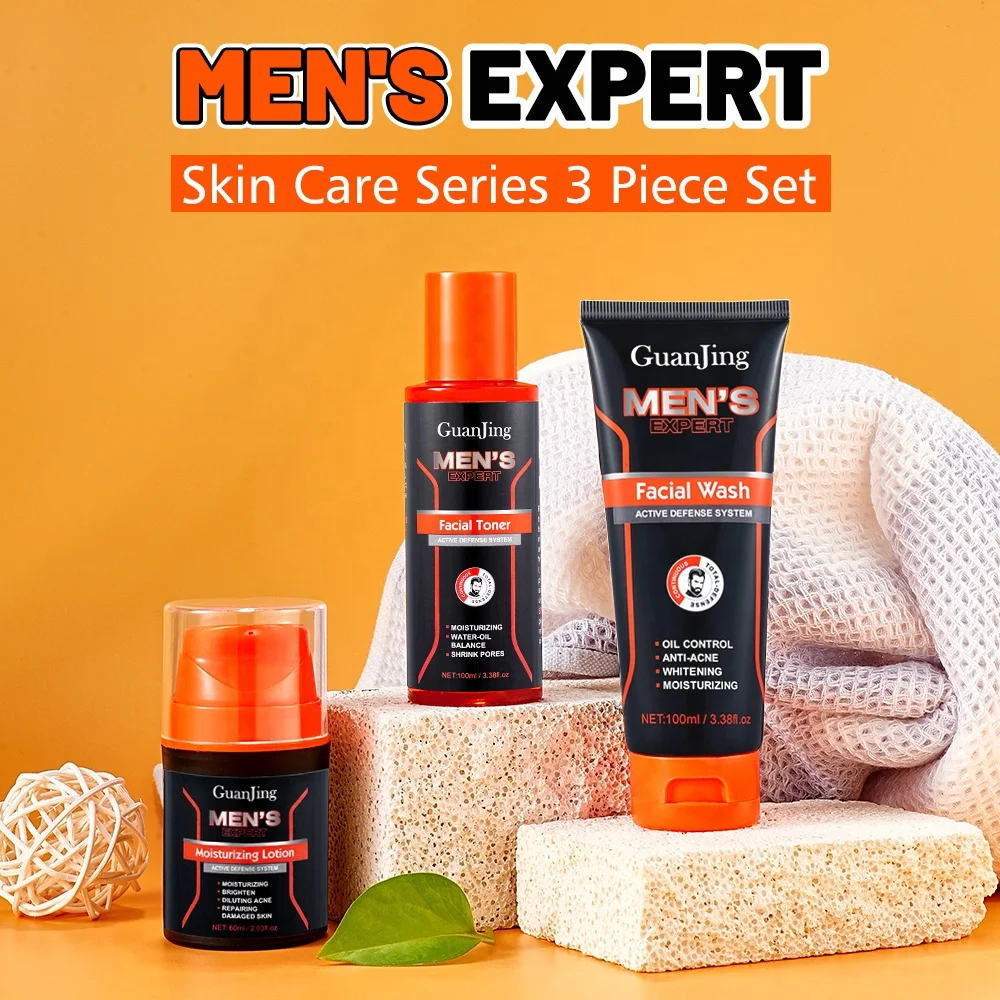 Guanjing Men Face Care Kit Skin Care Set Deep Cleansing Whitening Moisturizing Facial Skin Care Set
