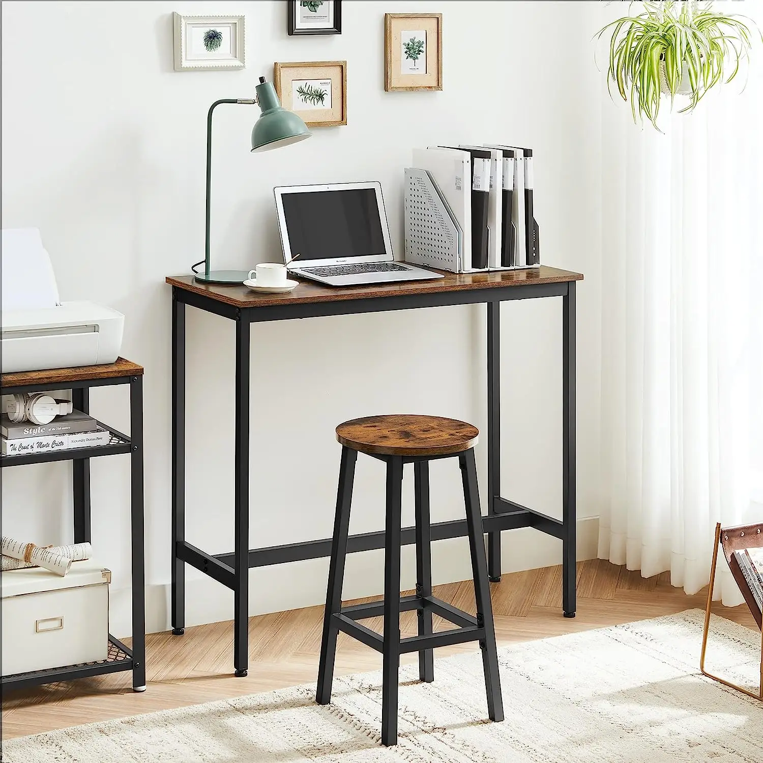 Modern Counter Height Kitchen Bar Table Stools and Restaurant Dining Table Set for Breakfast Nook Living Room Small Space