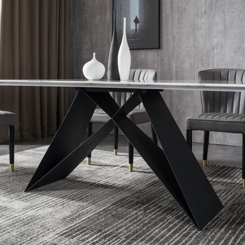 2022 New Modern Nordic Style Dining Table Metal Leg Home Furniture Durable White Marble Table