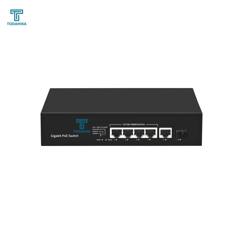 CE EAC GE 1 x RJ45 and 1 x SFP 4 x 10 100 1000Base-T PoE Port 120w Unmanaged Ethernet POE Switch