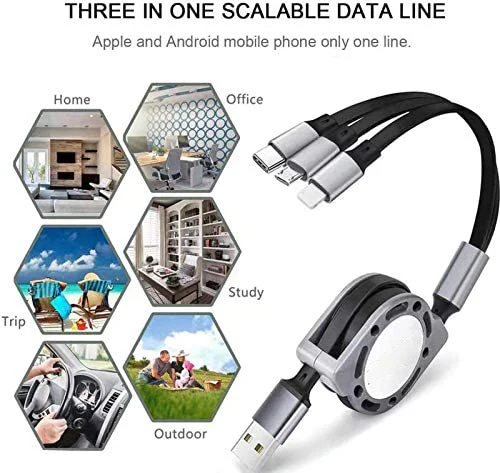 Amazon хит продаж дешевый Type-c Micro Usb быстрая зарядка Выдвижной 3 в 1