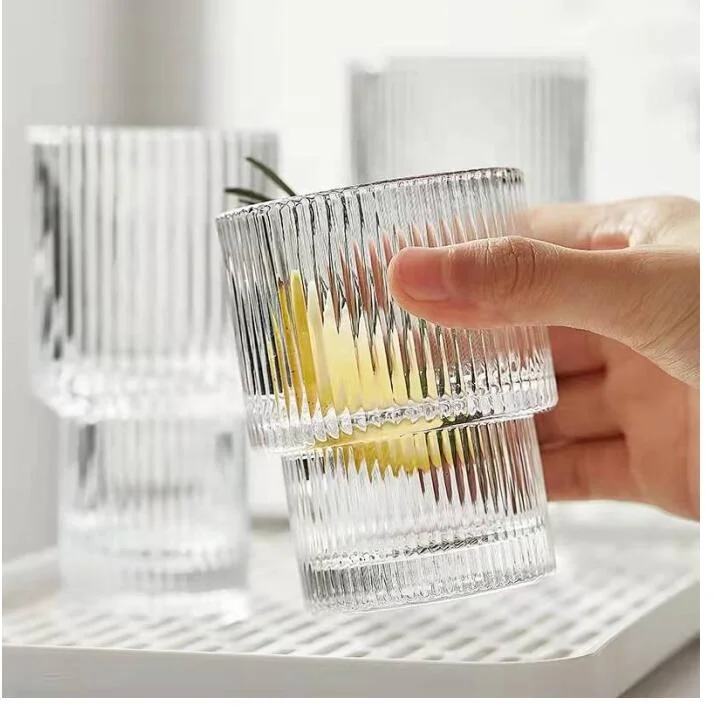 Полосатая стеклянная чашка-элегантный бокал для коктейля кофе со льдом и сокового напитка с характерным узором