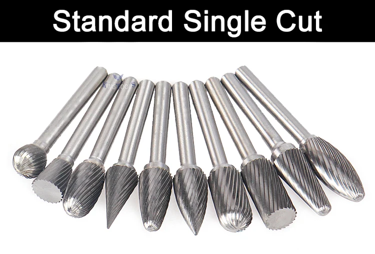 OEM/ODM Power Tools 6mm 1/4'' Shank Dia Metal Wood Grinding Engraving Polishing Porting Tools Singgle Standard Cut Tungsten Rotary Carbide Burr