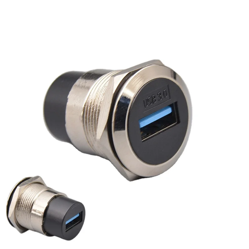 ZHEFAN Type D USB3.0 Female Chassis Socket Connector Straight Through Panel Mount Socket