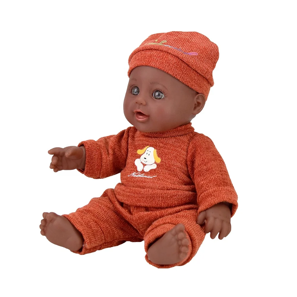 High quality 12 inch Custom Made Plastic lifelike baby Doll For Kids black baby boy doll