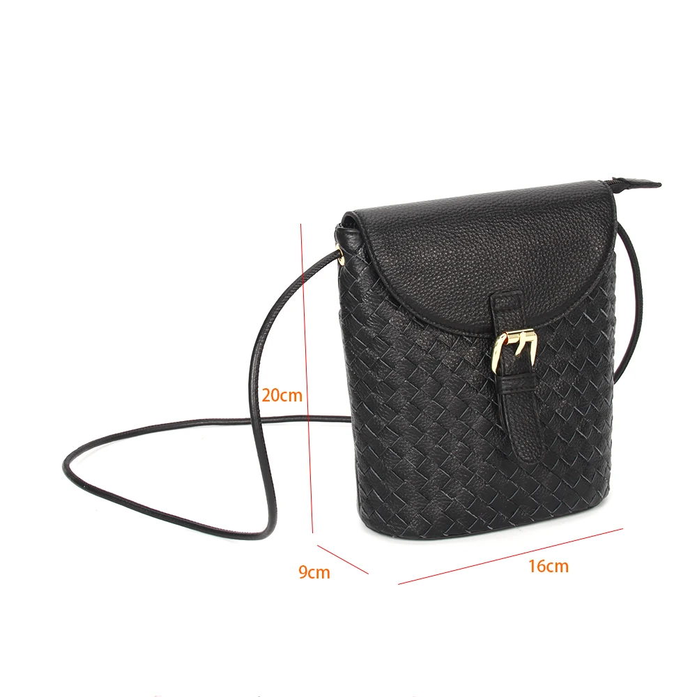 Customized ladies bag Handmade Crossover woven Shoulder Sling Bags Flip bucket bag Real Leather Cross body Purses for Women