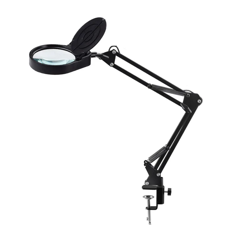 Foldable Magnifying Glass  Desk Table Clamp Magnifier LED Lights Flexible Desk Lamp for Reading Working Lighting