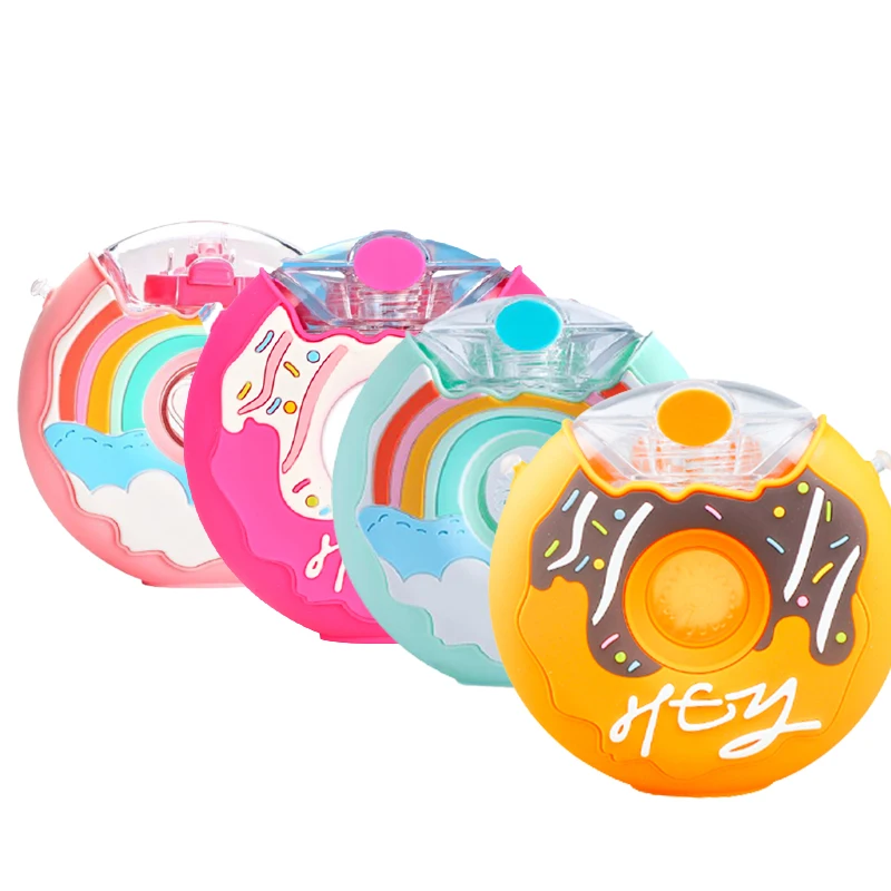 Colorful cute 380ml tritan donut water bottle clear plastic sport bottle for kids
