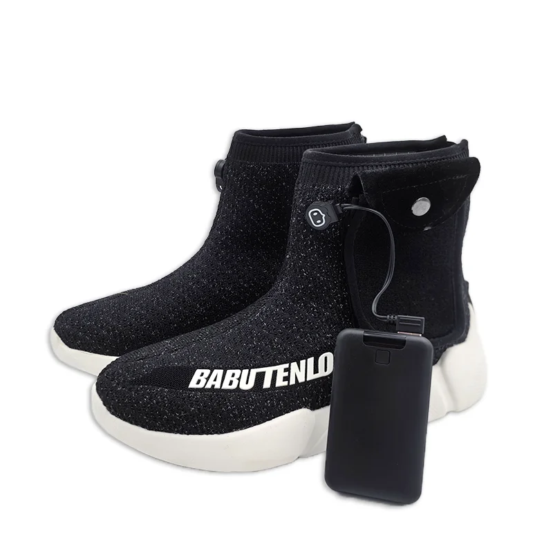 Unisex Custom Printed Logo USB Rechargeable Insole Heated Shoes for Men Women Winter Outdoor Warm Boot Adjustable Temperature