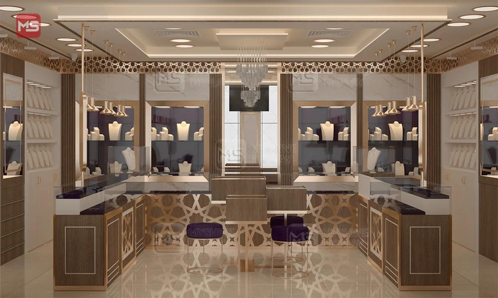 Tempered Glass Jewelry Showcase LED Lighting Jewelry Store Display Counter Fixtures Jewelry Shop Furniture