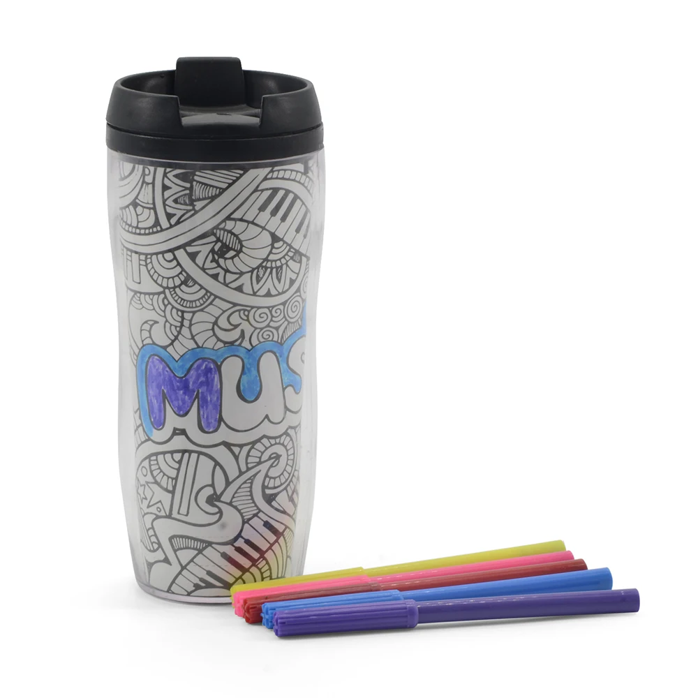 Eco-friendly kids children diy custom drawing painting plastic sports water bottle