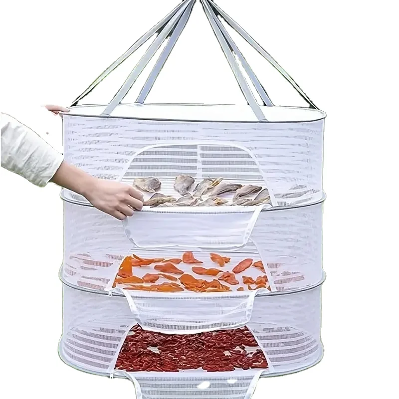 Dustproof Drying Basket,Layers Folding FishMesh,Hanging Drying Fish Net With Zipper For Shrimp Fish FruitVegetables clothes