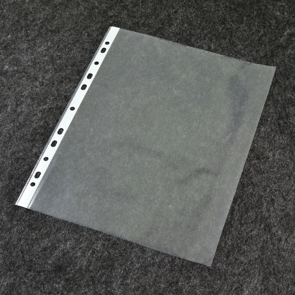 Clear Plastic Sheet Protectors Custom Logo 11 Holes A4 Plastic pp Transparent File Folder Punch Pockets
