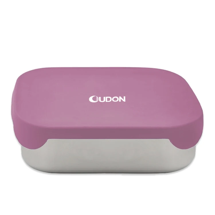 
Food container with silicone lid leakproof stainless Steel food flask Lunch Box 