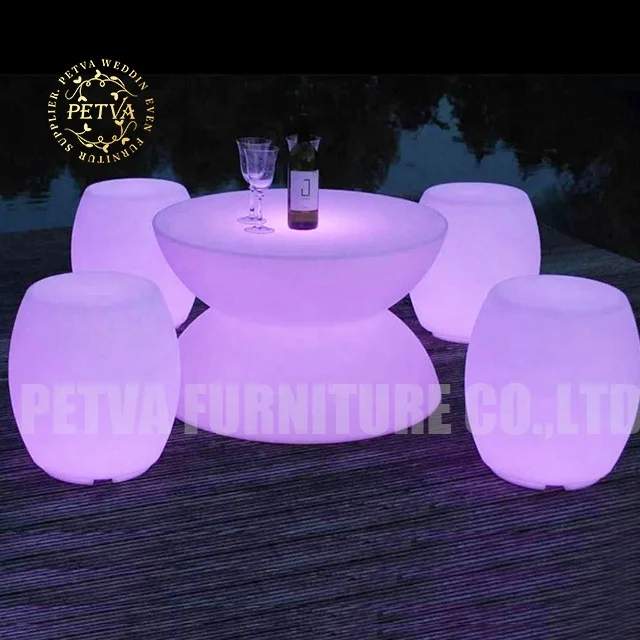 Wholesale bar led chair cube and table set furniture plastic bar table led lights night club