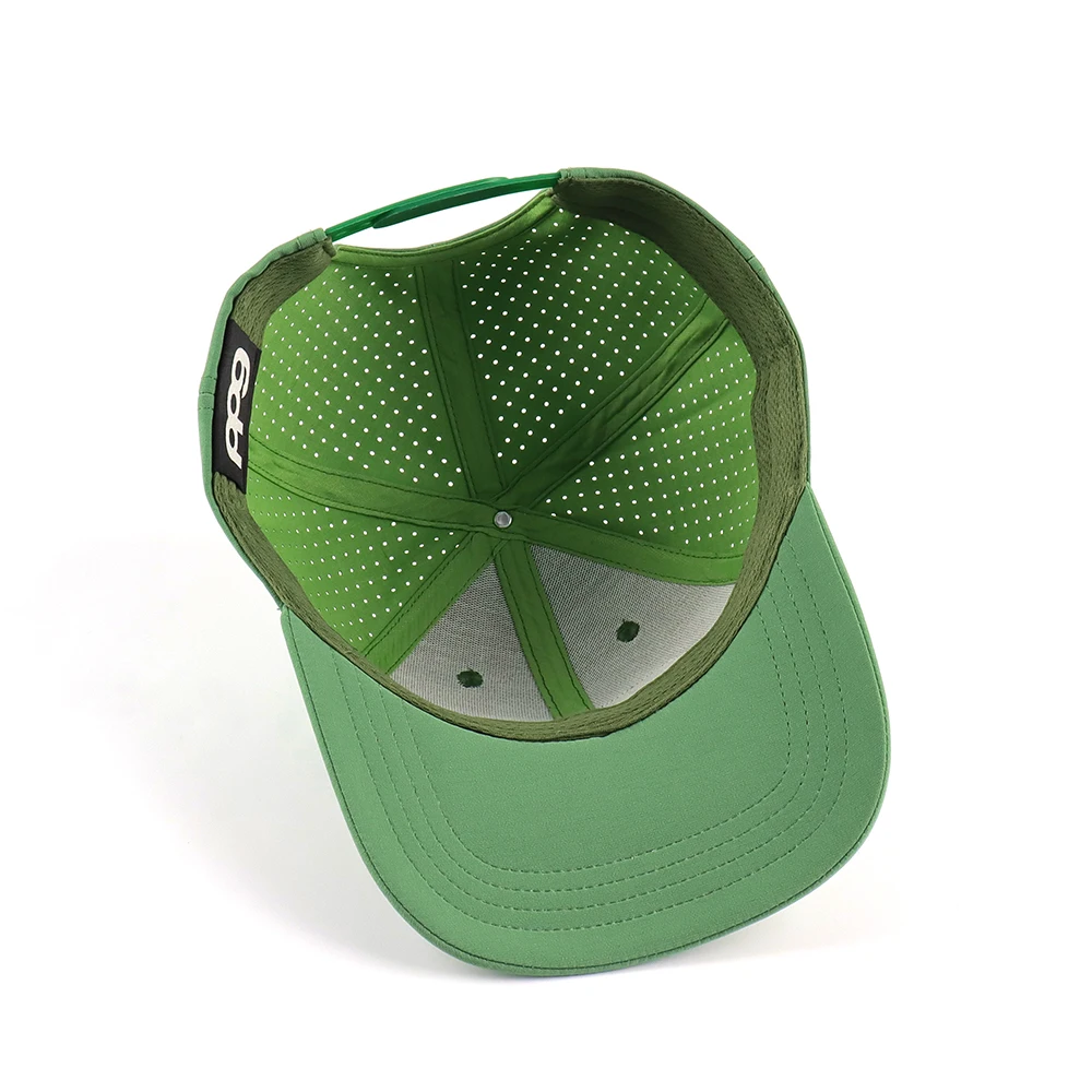 New Arrival Design Hydro Golf Hat with Custom Rectangle Rubber Patch Breathable Perforated Sport Baseball Cap for Walking Travel