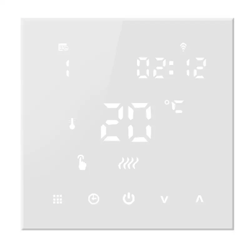 High Quality Programmable Touch Sensitive White Tempered Glass Screen  Wifi Smart Thermostat For Heating