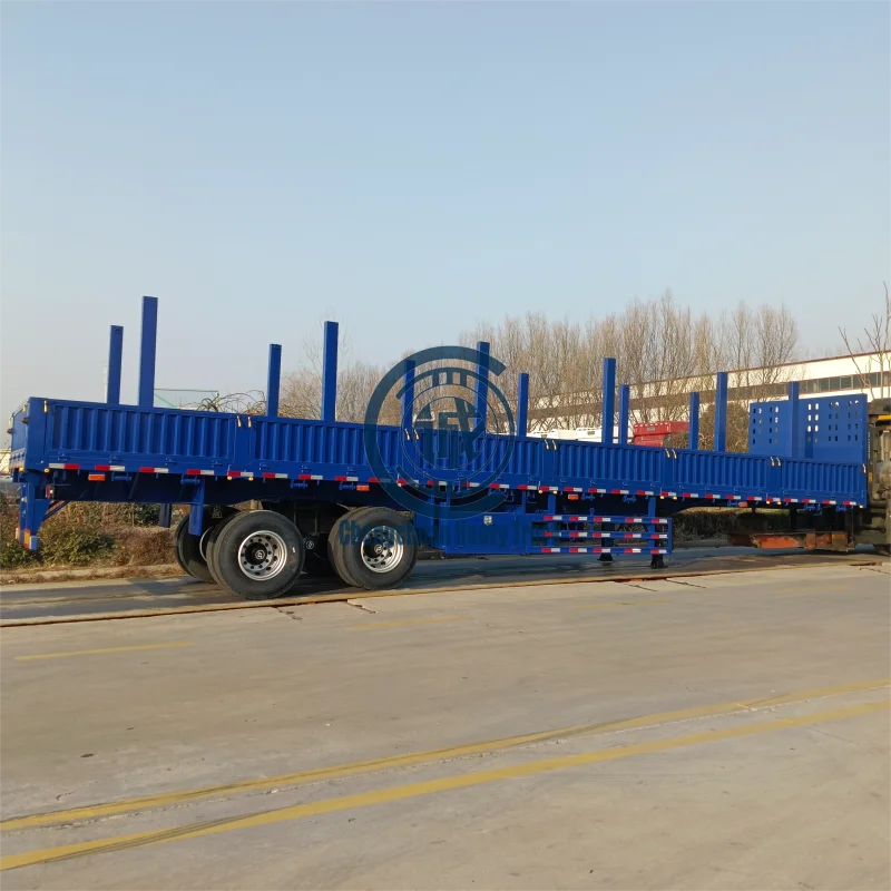 Factory Direct Sale OEM 2 Axles 50 Tonnes Loading Capacity Single Point Suspension Side Wall Semi-trailer