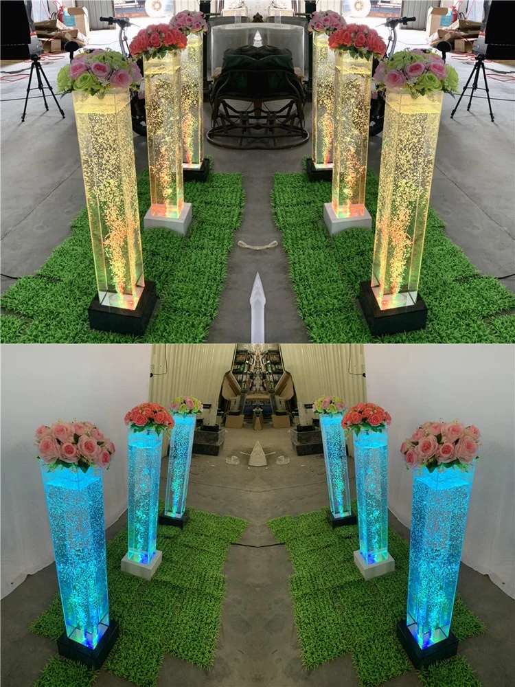 LED Light Decoration Water Bubble Column Square Design Wedding Decoration