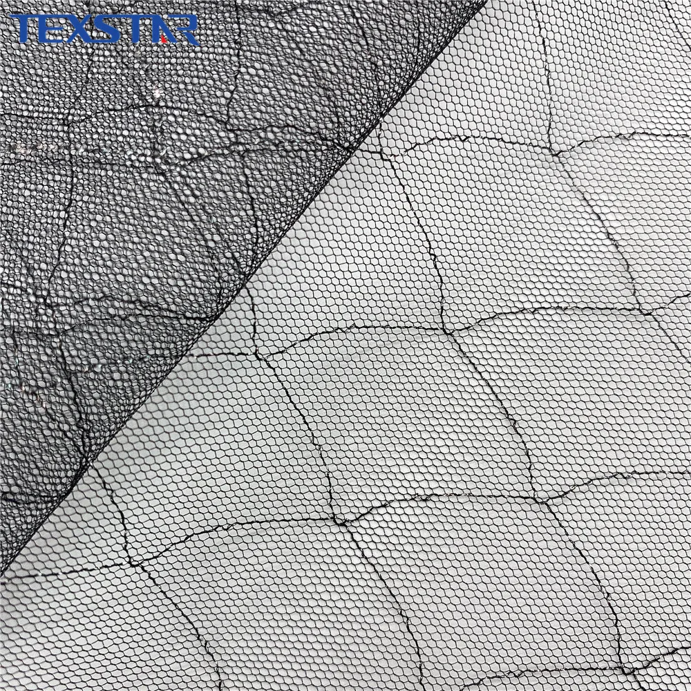 Silver shiny tulle metal fishing net mesh fabric for clothing
