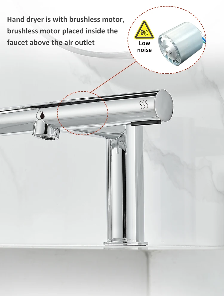 Customized Plugs Hand Dryer Touchless Stainless Steel Basin Faucet Tap With Soap Dispenser