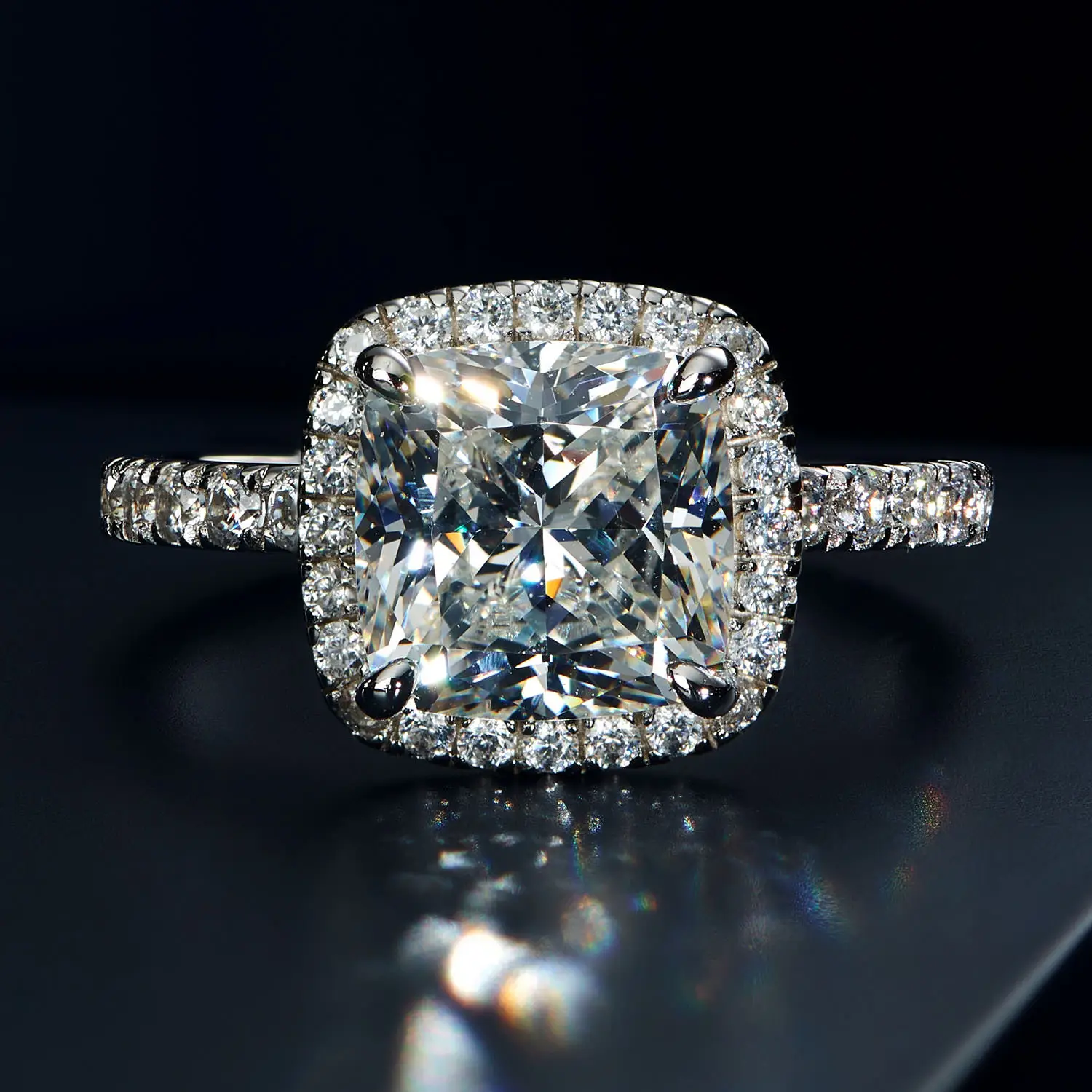 Женское Обручальное кольцо с фианитом, кольцо из серебра 925 пробы с покрытием из белого золота и родиевым покрытием