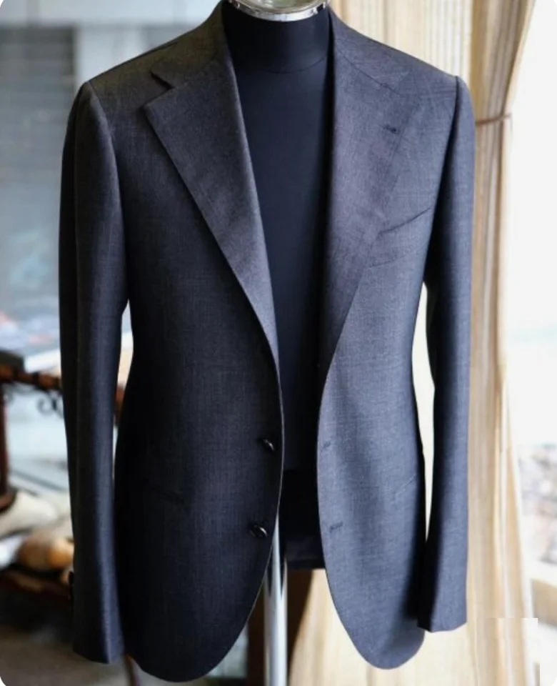 Custom MTM CMT Handmade Canvas Luxury Wool Latest Suit Design Suit For Men Slim Fit Gold Blazer Business Formal Suits For Man