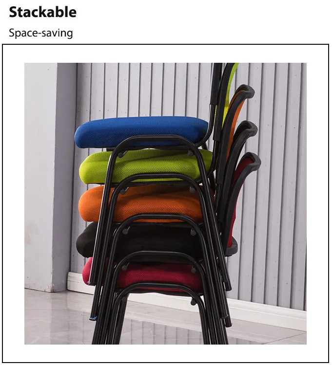 Metal Frame Armless Office Chair Stackable Visitor Training Staff Used Conference Room Guest Chair