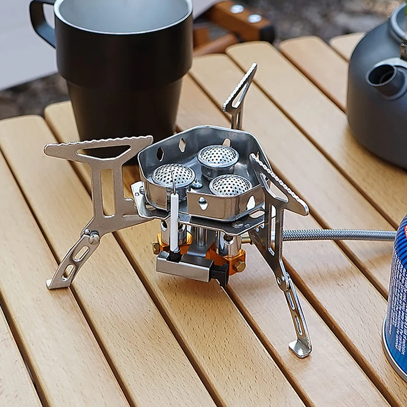 Kingpool Outdoor 3 Burner Gas Stove Hiking Picnic Equipment Portable Backpacking Stainless Steel Camping Gas Stoves