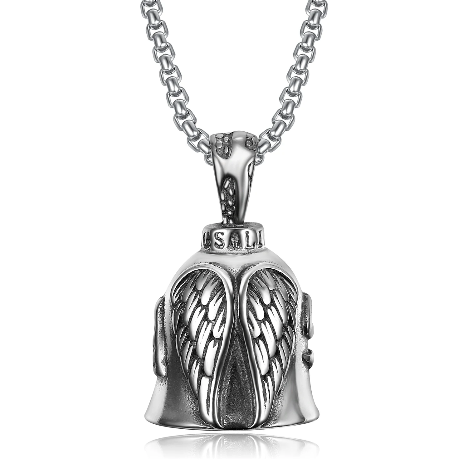 New Arrival Custom USA Angel Wing Motorcycle Lucky Biker Bell Key Ring Chain Pendants Necklaces
