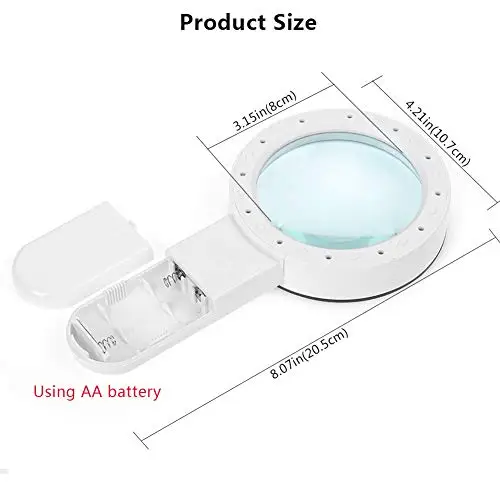 
30X Handheld Large Magnifying Glass 12 LED Illuminated Lighted Magnifier for Seniors Reading,Inspection, Jewelry, Explorer 