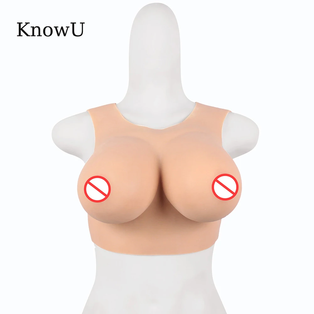 KnowU F Cup Free Shipping Silicon Huge Breast Forms Low Neck Crossdressing Silicone Breast Prosthetic Boobs for Transgender