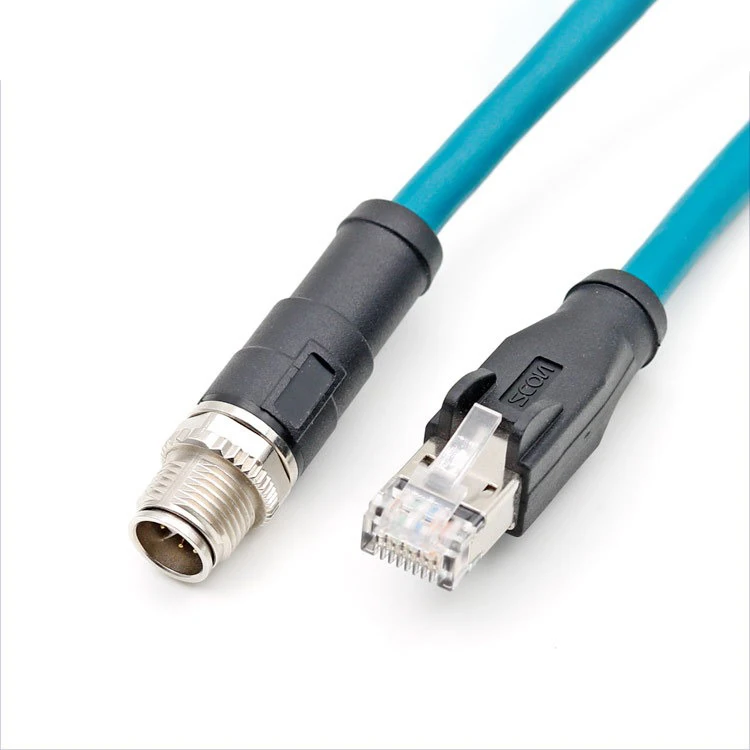 Xcode Connector M12 8 Pin to RJ45 Cable CAT6 Ethernet Cable Waterblue