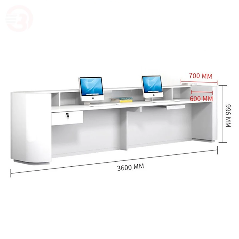 Newly grade corians reception desk cafe/hotel check in counter in glossy artificial marble surface