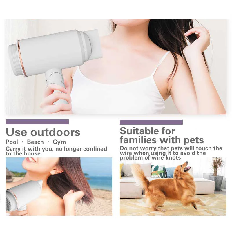 Горячая Распродажа 2022 беспроводной фен с отрицательными ионами профессиональный Быстросохнущий бытовой электрический холодным и горячим воздухом