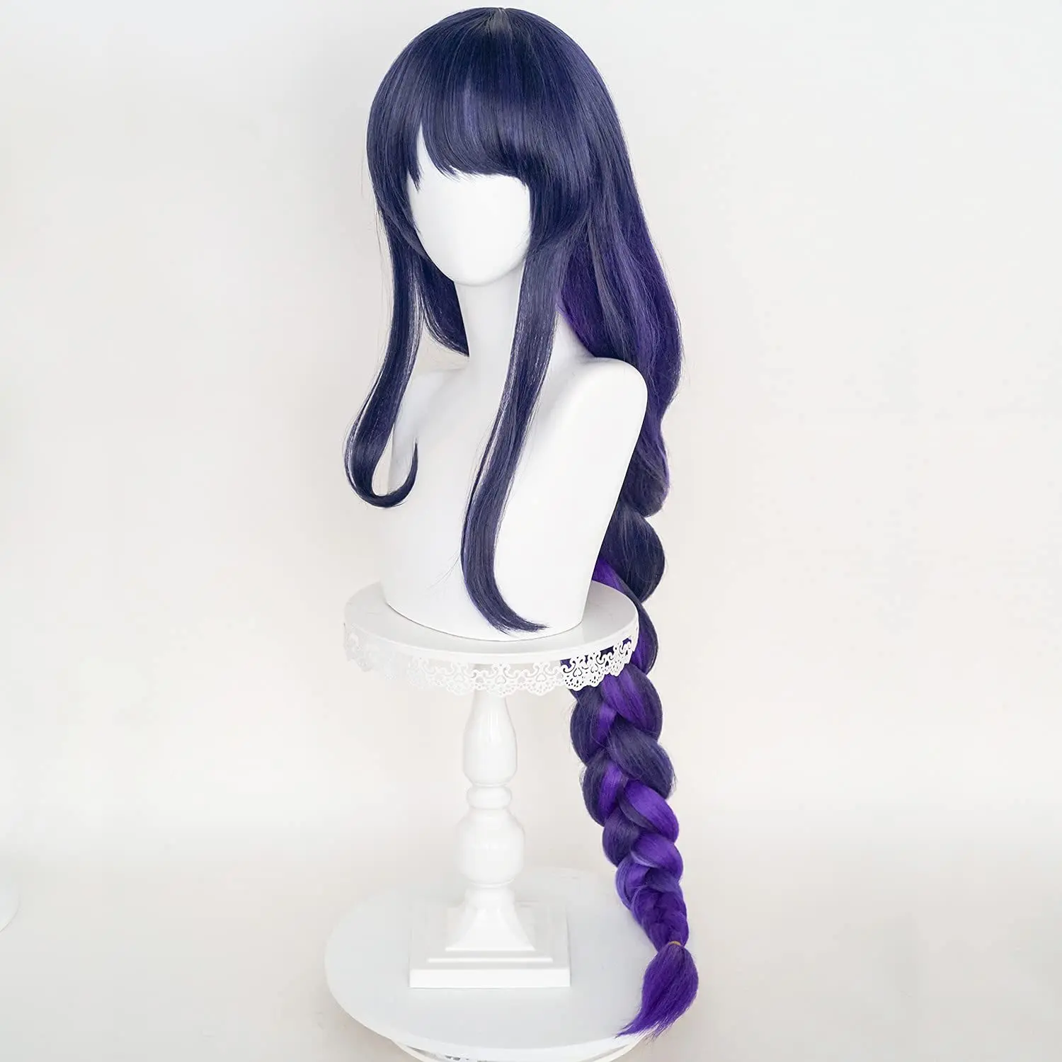 Genshin Anime Wig 90cm Cosplay Long Straight Blue Purple Mixed Raiden Shogun Baal Wig Synthetic Halloween Party Hair Extensions