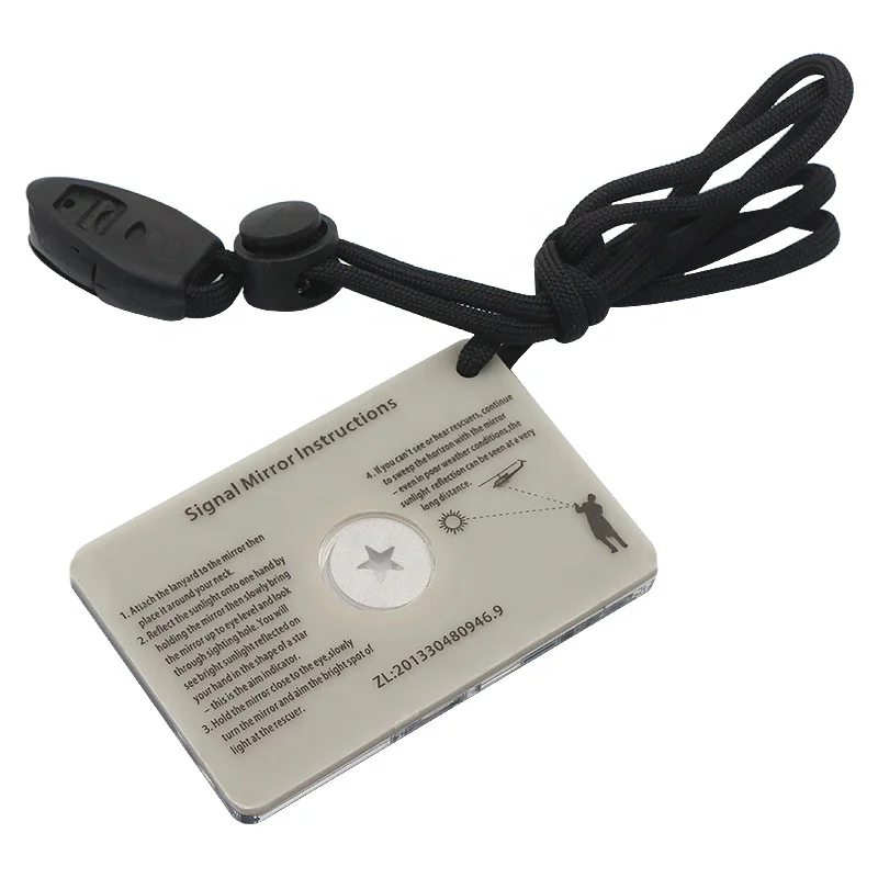 Outdoor EDC Tools Survival Emergency Super Rescue Signal Mirror with Paracord Lanyard Whistle