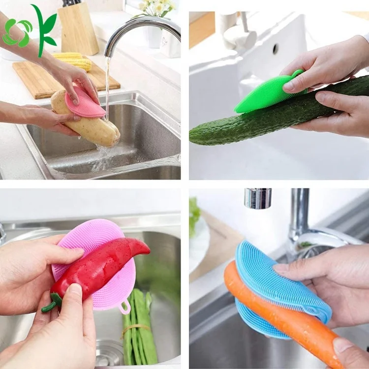 OKSILICONE многоразовая силиконовая губка для мытья посуды кухонный скребок антипригарная очистка умные кухонные приспособления щетка