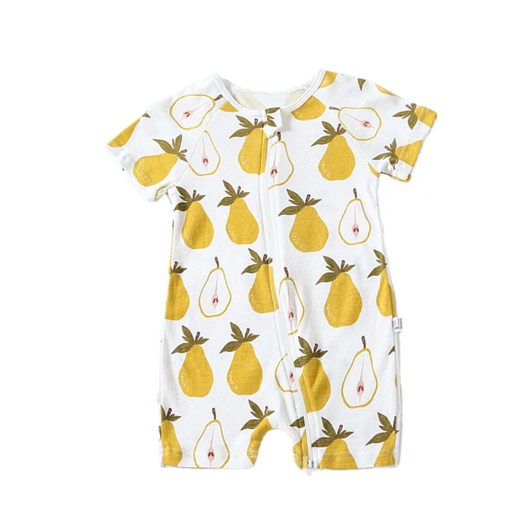 Cartoon Printed Baby Boys Girls Jumpsuit Short Sleeve Bodysuits Infant Onesie for 0-12 Months