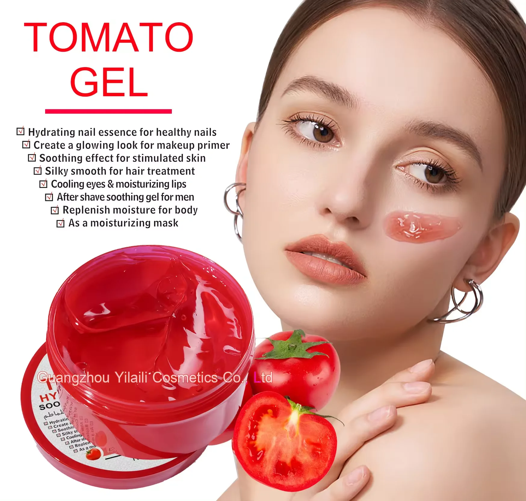 Natural Vegan Tomato Soothing Gel Skincare Hydrating Whitening Anti-acne Face Mask Sun Repair Moisturizing Crystal Gel
