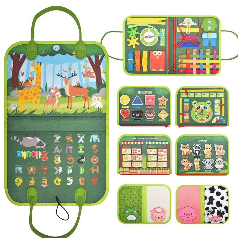 10 Pages New Busy Book Sensory Toys Early Education Learning Developing Motor Skills Felt Busy Board