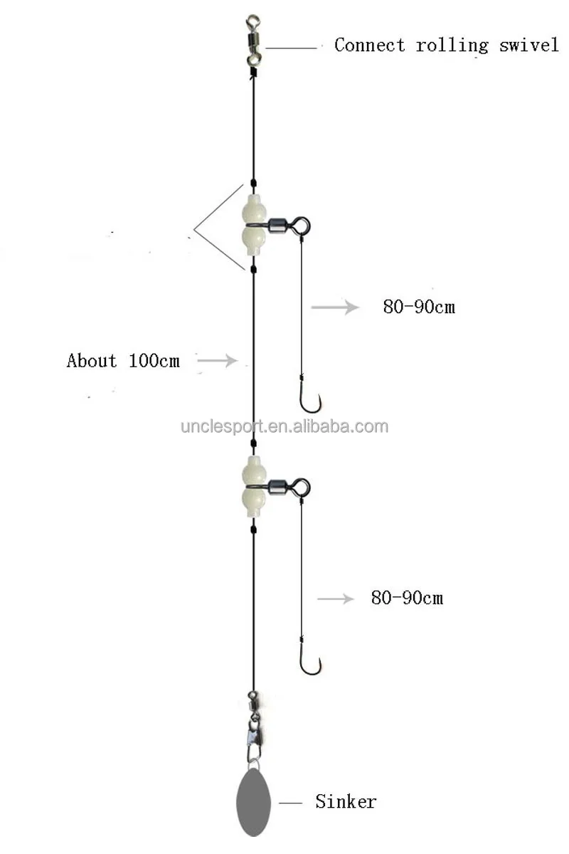 1000 pieces/bag   Luminous 3 way  Fishing Swivel  cross line Swivel  fluorescent beads with Rolling Swivel for Night fishing