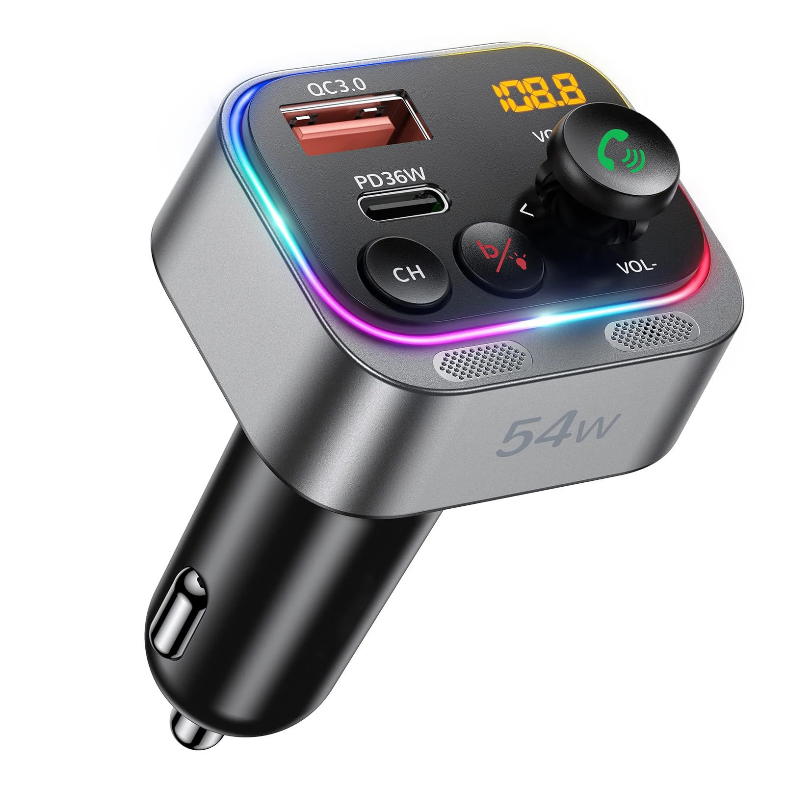 Hi-Fi бас стерео DSP громкой связи 54 Вт Быстрая зарядка PD36W QC3.0 двойной микрофон Bluetooth 5 3 беспроводной автомобильный радиоприемник FM-передатчик