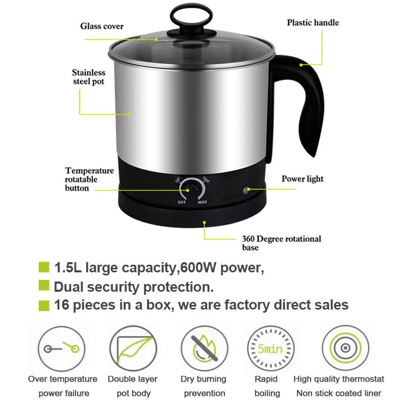 2 In 1 Multifunctional Chafing Dish Noodles Cooker 1.5l Professional Electric Candle Wax Melter Warmer Pot For Wax Melts