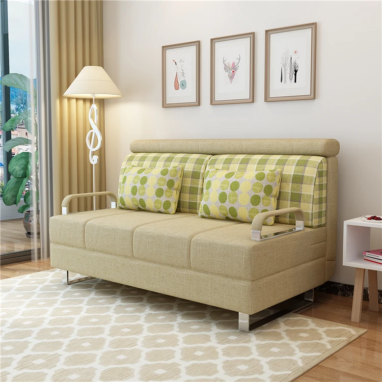 
American Minimalist style Multipurpose Disposable Bed Frame Queen Size Sofa Bed Foldable With Settee Cushion For Noon Break 