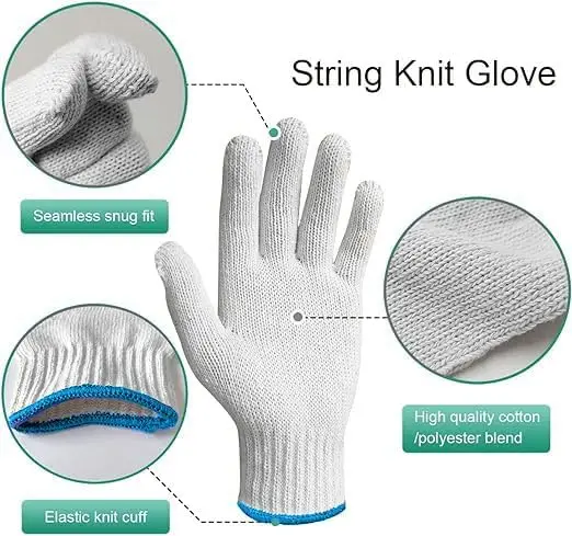 Cotton Knitted labor protection Gardening safety Bleached white cotton hand industrial construction work gloves